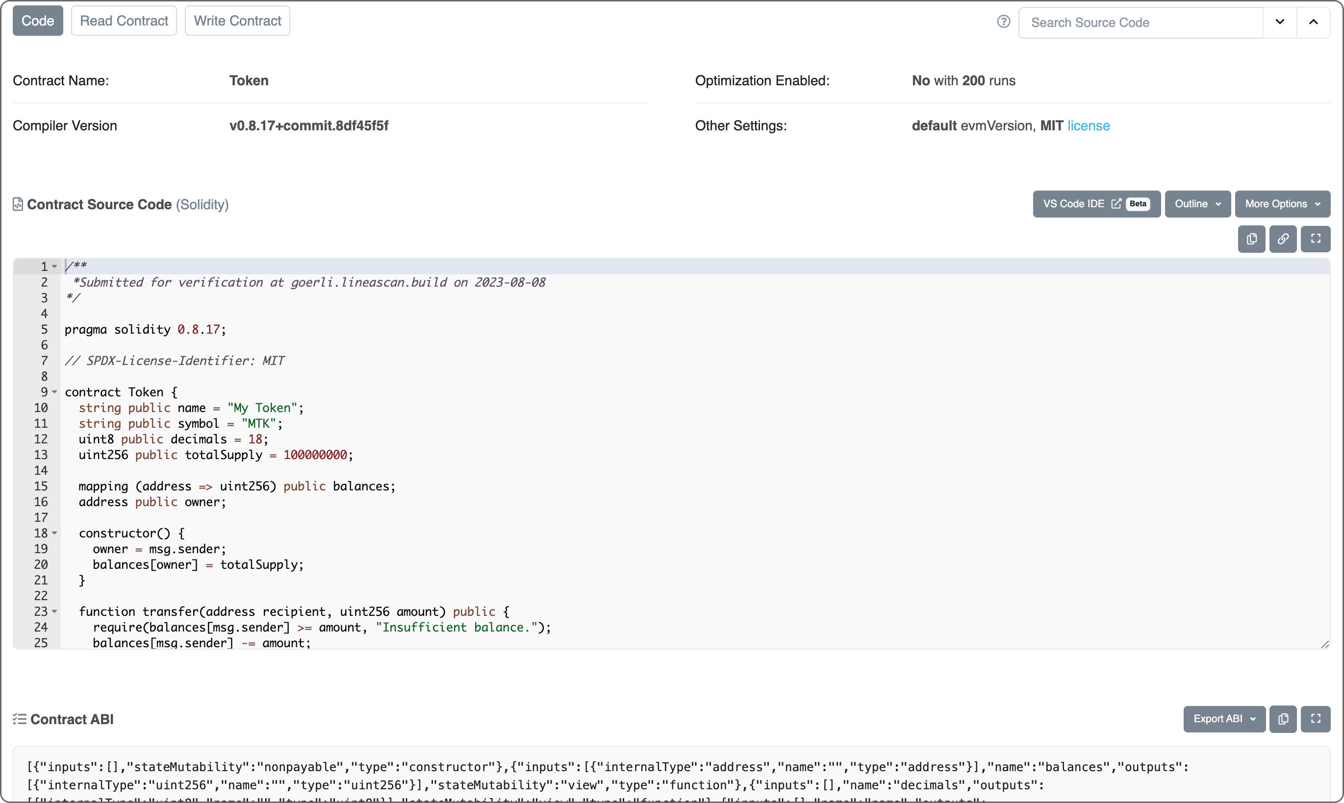 Contract source code
