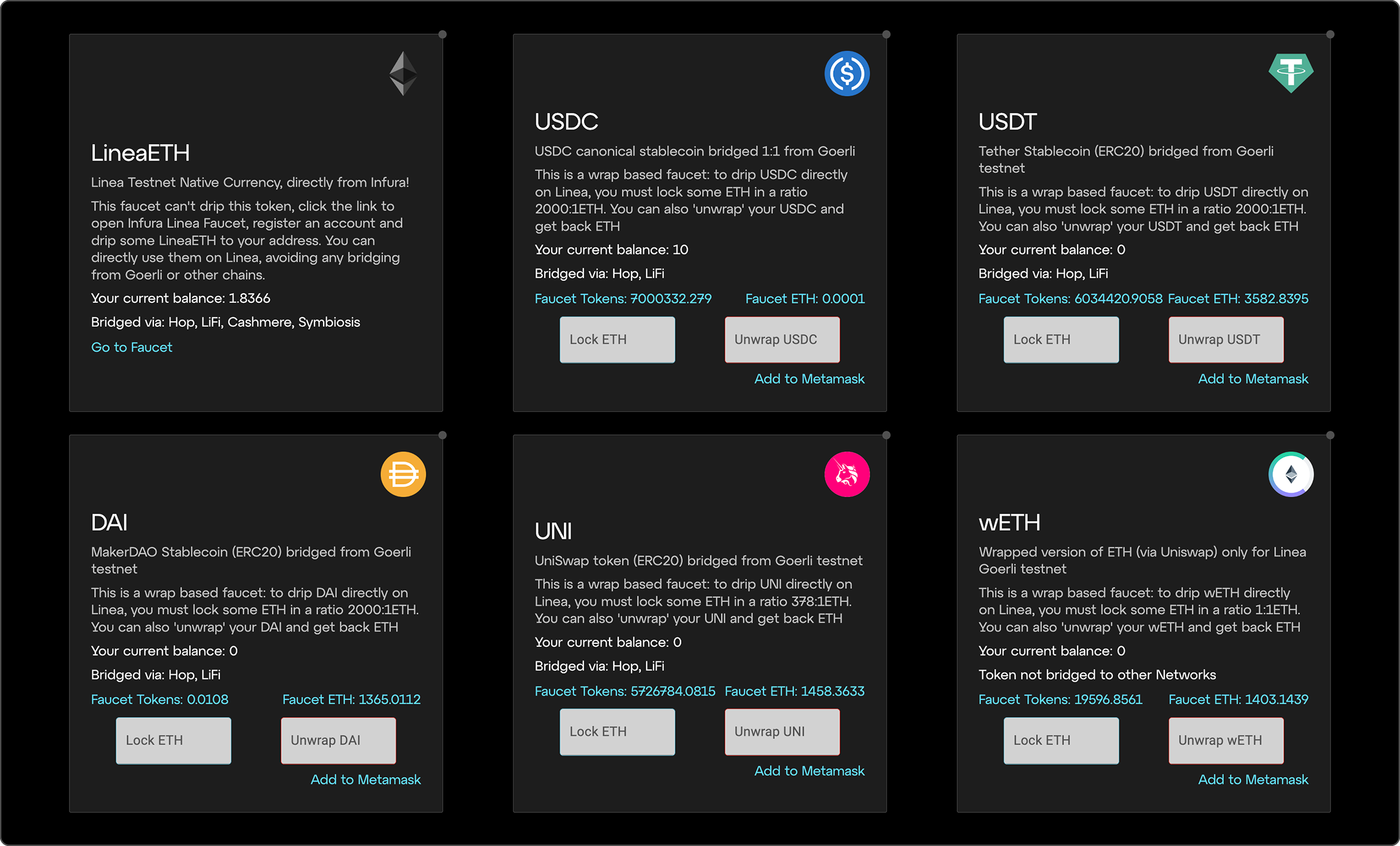 Linea faucet networks